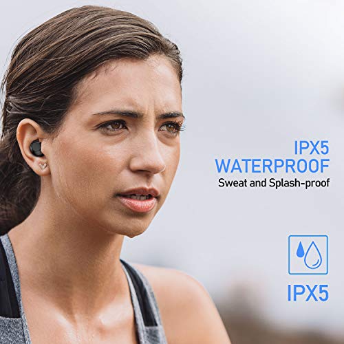 Blukar Auriculares Bluetooth 5.0, Auriculares Inalámbricos Bluetooth TWS Deportivos In-Ear Estéreo HiFi IPX5 Impermeable Control Táctil con Mini Caja de Carga y Micrófono para iPhone y Android