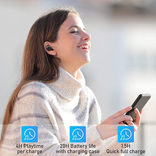 Blukar Auriculares Bluetooth 5.0, Auriculares Inalámbricos Bluetooth TWS Deportivos In-Ear Estéreo HiFi IPX5 Impermeable Control Táctil con Mini Caja de Carga y Micrófono para iPhone y Android