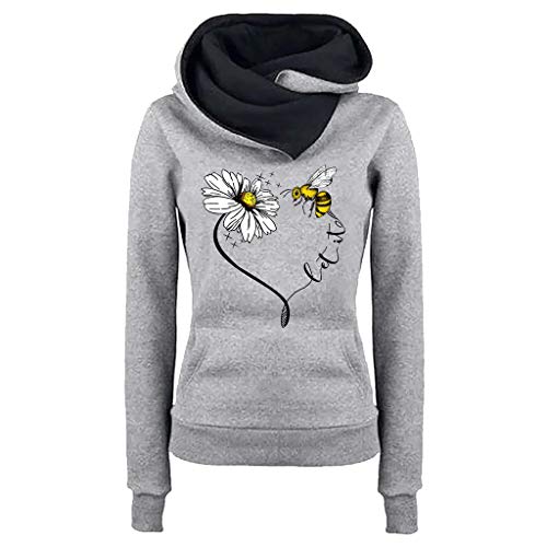 Blusa Casual de Invierno de Manga Larga con Cremallera y Color sólido para Mujer Mujer Sudaderas Cortas Adolescentes Chicas Manga Larga Sudadera con Cuello en V Casual Tops Blusas Camiseta