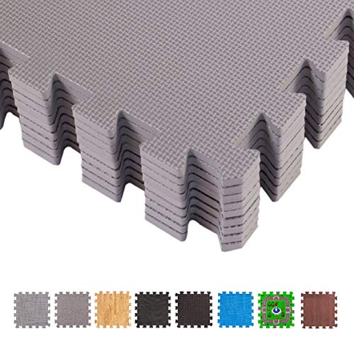 BodenMax CRS804902-3030-18 Tapete colchoneta Protectora de Espuma EVA para Gimnasio Yoga o habitacion de niños 30x30x1 cm 6 Piezas de Color Gris