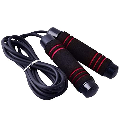 Bodyfi Longitud Ajustable Saltar Cuerda para Ejercicio De Gimnasio, Alambre De Acero Negro Deporte Cuerdas con Mango Rojo De Espuma De Peso Completo