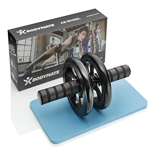 BODYMATE Rueda Abdominal Classic I Rodillo Abdominal con Alfombrilla I AB Roller con agarraderas cómodas I AB Wheel