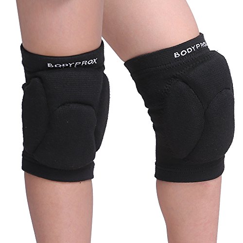 Bodyprox - Rodilleras de voleibol para jóvenes (1 par, unisex), 13-18 Years, Negro