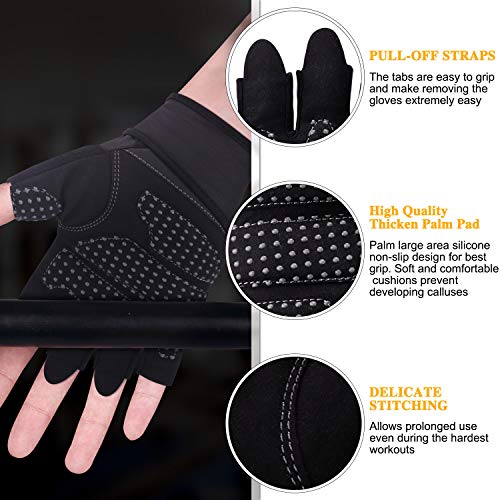 boildeg Guantes Gimnasio Hombre Mujer,Guantes Pesas Gym Guantes Fitness Transpirable con Protección Completa de Muñeca y Palma para Crossfit Levantamiento de Pesas Musculación (Black, L)