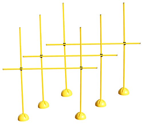 Boje Sport Combinación de 3 Unidades de Vallas de Salto - Conjunto XS160cy (Cada 9 Palos 160 cm, 6 Bases a X, 6 Clips), Color: Amarillo