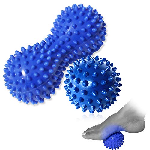 Bola de masaje, Bolas de masaje con pinchos, Bola de Masaje Miofascial, Pelota Lacrosse, para aliviar dolor de Fascitis Plantar, músculo, cervical, muñecas y etc.