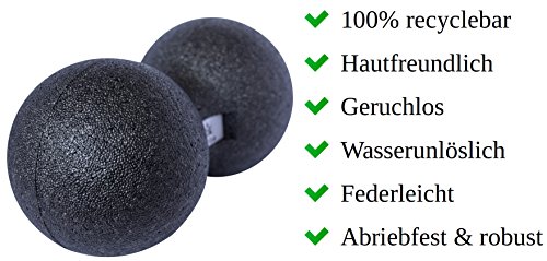 Bola Masaje Doble 12x24 cm Fascia Ball - Pelota Doble Masajeadora Miofascial Conectival Ejercicios Músculos Espaldas Hombros Brazos Pies - 100% Reciclable No Tóxico Guía Gratuita Incluida