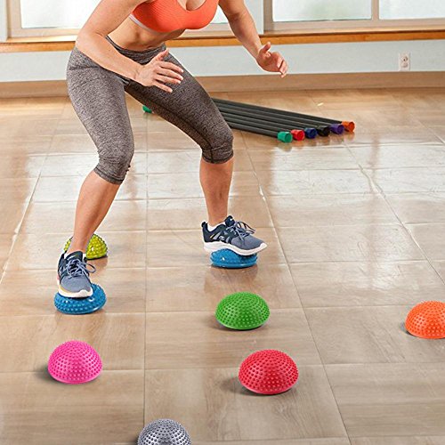 Bolas de Masaje Medio de Pies de Punta Profunda de Disparador de Punto de Rodillo PVC Pelotas de Yoga Media Inflable de Masaje Punta Fitball Ejercicios de Aptitud de Entrenador Equilibrio (azul)