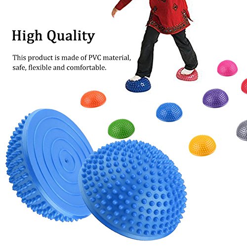 Bolas de Masaje Medio de Pies de Punta Profunda de Disparador de Punto de Rodillo PVC Pelotas de Yoga Media Inflable de Masaje Punta Fitball Ejercicios de Aptitud de Entrenador Equilibrio (azul)