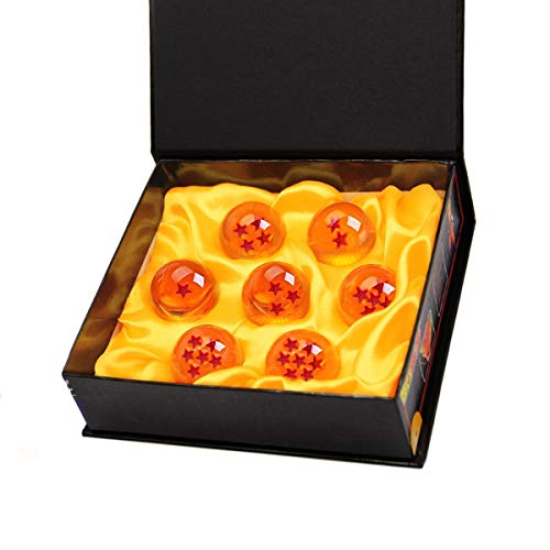Bolas del Dragón, 7 PCS Dragon Ball DragonBall 1 a 7 Estrellas con Caja de Regalo, Bola de Cristal Transparente,decoración K9,Regalo de Año Nuevo para Coleccionar o Regalar para Niños- Diámetro 4,3cm