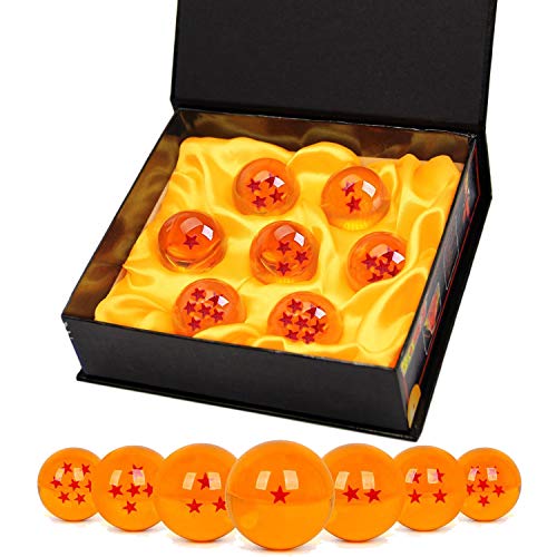 Bolas del Dragón, 7 PCS Dragon Ball DragonBall 1 a 7 Estrellas con Caja de Regalo, Bola de Cristal Transparente,decoración K9,Regalo de Año Nuevo para Coleccionar o Regalar para Niños- Diámetro 4,3cm