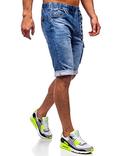 BOLF Hombre Pantalón Corto Pantalones Vaqueros Denim Shorts Sombreado Pantalón de Algodón Estilo Diario M.Sara KR1206 Azul Oscuro L [7G7]