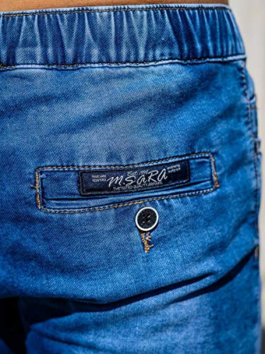 BOLF Hombre Pantalón Corto Pantalones Vaqueros Denim Shorts Sombreado Pantalón de Algodón Estilo Diario M.Sara KR1206 Azul Oscuro L [7G7]