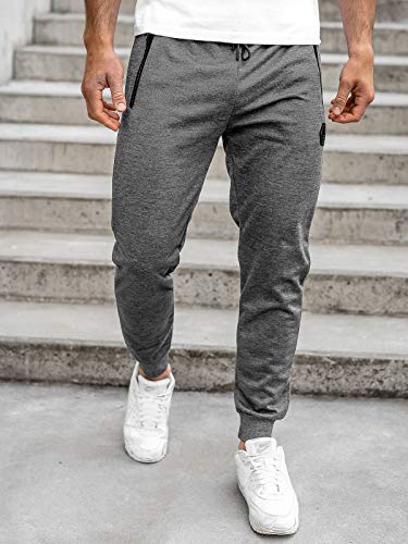 BOLF Hombre Pantalón Deportivo Jogger Fitness Entrenamiento Pantalón de Chándal Estilo Urbano Must JX8203 Grafito XL [6F6]