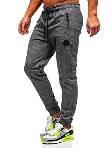 BOLF Hombre Pantalón Deportivo Jogger Fitness Entrenamiento Pantalón de Chándal Estilo Urbano Must JX8203 Grafito XL [6F6]