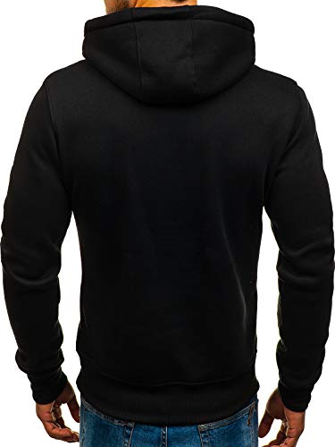 BOLF Hombre Sudadera Básica Unicolor Hoodie con Capucha J.Style 2009 Negra L [1A1]