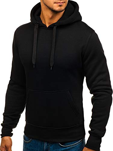 BOLF Hombre Sudadera Básica Unicolor Hoodie con Capucha J.Style 2009 Negra L [1A1]