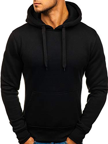 BOLF Hombre Sudadera Básica Unicolor Hoodie con Capucha J.Style 2009 Negra L [1A1]