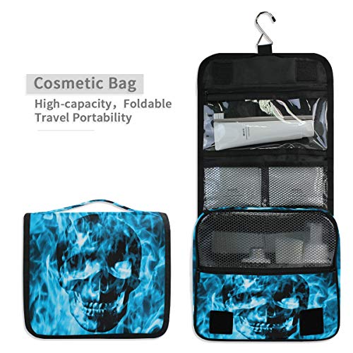 Bolsa de aseo colgante Rulyy, con diseño de calavera quemada, humo y humo, gran capacidad, organizador para viajes, maquillaje, bolsa portátil para niñas, mujeres y mujeres