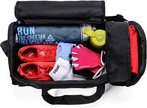 Bolsa de Deporte Gimnasio Fitness Viaje Vacaciones Deportiva - Bolso Universal con Bandolera - Bolsa plegada Ideal para jóvenes y Adultos, Hombre y Mujer 20L y 40L (Rosa/Negro, 20 L)