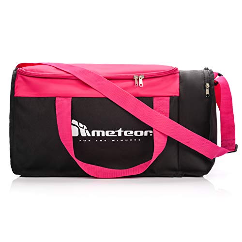 Bolsa de Deporte Gimnasio Fitness Viaje Vacaciones Deportiva - Bolso Universal con Bandolera - Bolsa plegada Ideal para jóvenes y Adultos, Hombre y Mujer 20L y 40L (Rosa/Negro, 20 L)