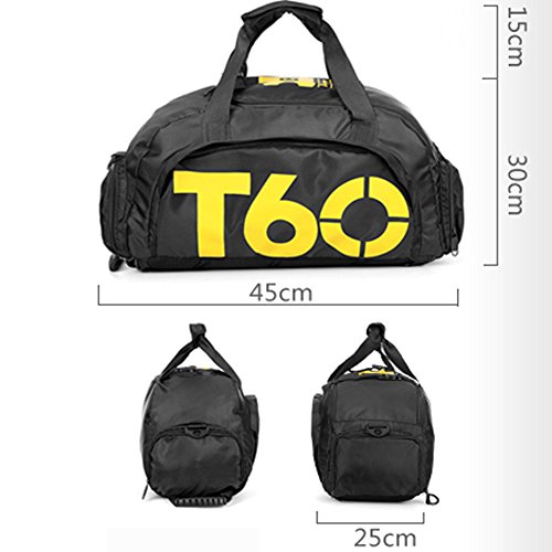 Bolsa de deportes unisex de 35 L, de gran capacidad, con compartimento para zapatos, de Obling, color Negro con amarillo., tamaño 45*25*30 CM