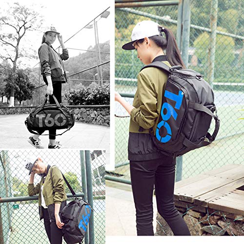 Bolsa de deportes unisex de 35 L, de gran capacidad, con compartimento para zapatos, de Obling, color Negro con azul., tamaño 45*25*30 CM