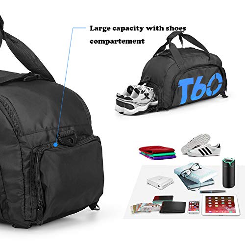 Bolsa de deportes unisex de 35 L, de gran capacidad, con compartimento para zapatos, de Obling, color Negro con azul., tamaño 45*25*30 CM