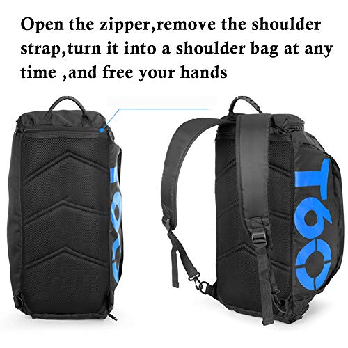 Bolsa de deportes unisex de 35 L, de gran capacidad, con compartimento para zapatos, de Obling, color Negro con azul., tamaño 45*25*30 CM