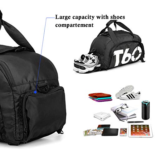 Bolsa de deportes unisex de 35 L, de gran capacidad, con compartimento para zapatos, de Obling, color Negro con blanco., tamaño 45*25*30 CM