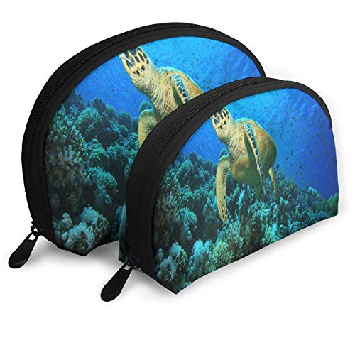 Bolsa de maquillaje Sea Turtle Studio Bolsa de almacenamiento de concha portátil para mujeres Party 2 Pack