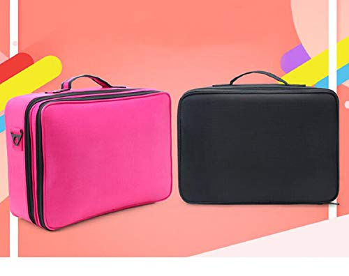 Bolsa organizadora de maquillaje profesional para mujer, bolsa de cosméticos, de gran capacidad, maleta de almacenamiento de múltiples capas, color negro M 3 capas