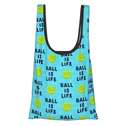 Bolsas de comestibles reutilizables plegables bolsas de compras Eco amistosas bolsas de tela resistentes al agua ligera bola fuerte es la vida azul perro pelota de tenis