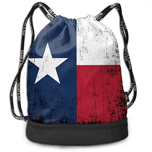 Bolsas de Gimnasia, Texas State Flag Drawstring Bag Travel Swim Shoulder Backpack Large Capacity Beam Backpack, Home Travel Storage Use Gift For Men & Women, Girls Boys