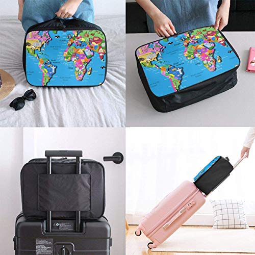 Bolsas de Maleta World Map Lightweight Waterproof Large Travel Duffel Bag Rolling Packable Extra Overnight Luggage Bags For Camping Gym Bags For Men/Women Overnight Bag
