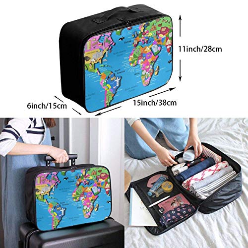 Bolsas de Maleta World Map Lightweight Waterproof Large Travel Duffel Bag Rolling Packable Extra Overnight Luggage Bags For Camping Gym Bags For Men/Women Overnight Bag