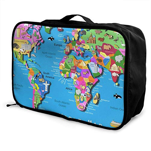 Bolsas de Maleta World Map Lightweight Waterproof Large Travel Duffel Bag Rolling Packable Extra Overnight Luggage Bags For Camping Gym Bags For Men/Women Overnight Bag