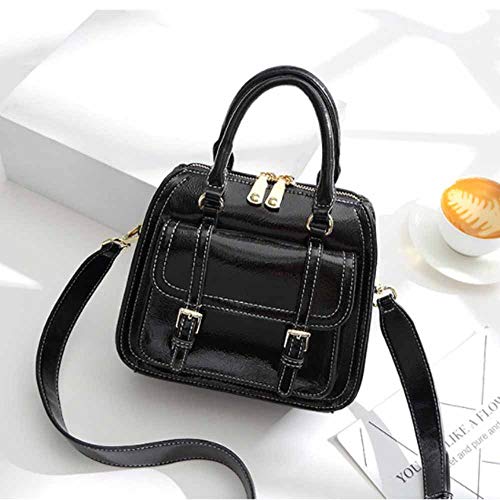 Bolso Bolso Bandolera Bolso Cruzado Diagonal Bolso Retro De Cera De Aceite Bolso Bandolera Bolso Cruzado Diagonal PU Bolso Mensajero Negro Estilo Europeo Y Americano Moda Salvaje,Negro