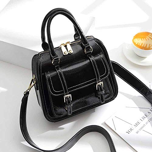 Bolso Bolso Bandolera Bolso Cruzado Diagonal Bolso Retro De Cera De Aceite Bolso Bandolera Bolso Cruzado Diagonal PU Bolso Mensajero Negro Estilo Europeo Y Americano Moda Salvaje,Negro