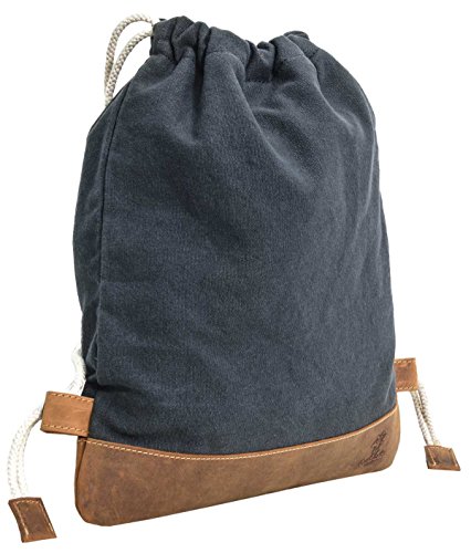 Bolso de Deporte Gusti Cuero studio "Bert" Mochila Deportiva Gris Azulado Cuero de Búfalo y Algodón 2M67-20-12