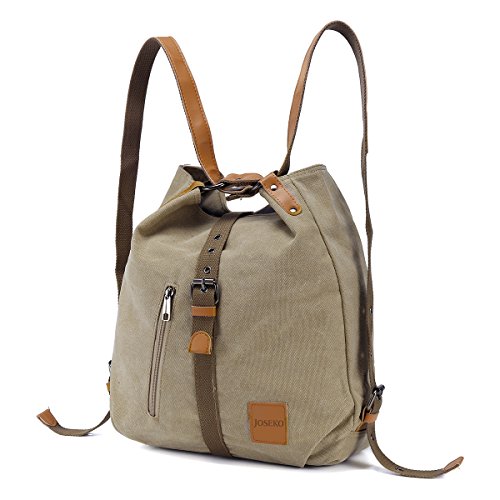 Bolso de hombro JOSEKO de lona Mochila para mujer, bolso convertible de mochila multifuncional para el trabajo, escuela, para viaje, Correa de PU, El color / diseño puede variar