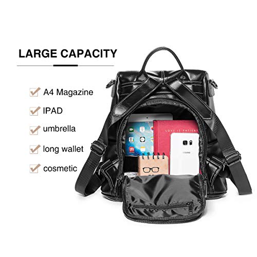 Bolso Mochila Cuero Mujer Antirrobo Mochilas Mujer Casual, JOSEKO Ligero de PU Impermeable Mochila de Viaje de Gran Capacidad Bolsa de Hombro Convertible con Adorno Colgante Tassel