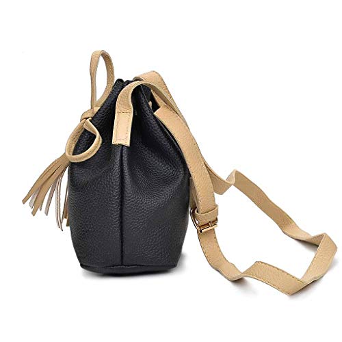 Bolsos de Mujer Bolso pequeño de Las señorasLas Mujeres del Color del Caramelo de un Hombro pequeña Mochila Borla Cubo Bolsa con Paquete de Hija Gusspower