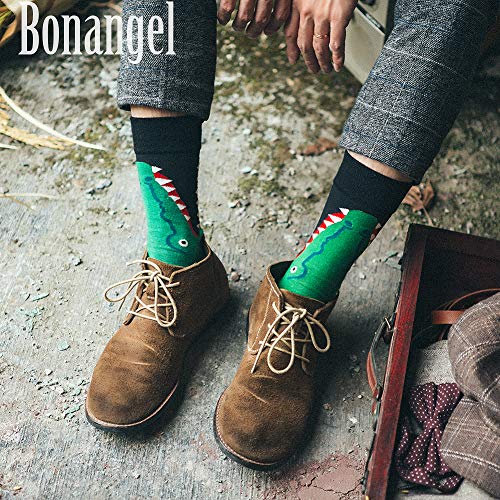 BONANGEL Calcetines Estampados Hombre, Hombres Ocasionales Calcetines Divertidos Impresos de Algodón de Pintura Famosa de Arte Calcetines, Calcetines de Colores de moda (12 Pares-Crocodile)