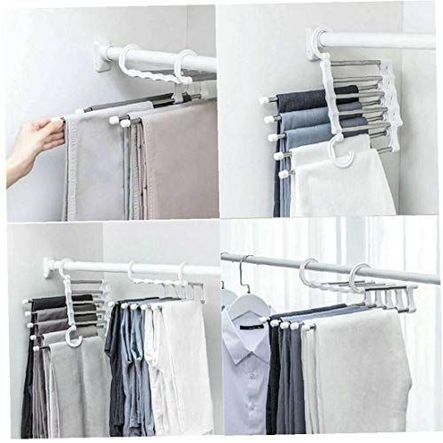 Bontand 5 En 1 Rack Shelves Pant Inoxidable Acero Ropa Perchas Multi-Funcional Suspensión Mágica Armario