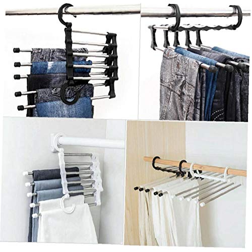 Bontand 5 En 1 Rack Shelves Pant Inoxidable Acero Ropa Perchas Multi-Funcional Suspensión Mágica Armario