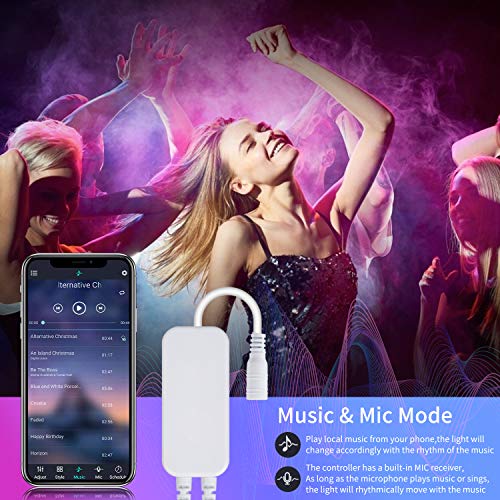 Bonve Pet 12M Tiras LED RGB 5050, Bluetooth Musical Tiras LED 12V Tiras de Luces LED Iluminación, Control de APP y Remoto Control de 40 Teclas,16 Millones de Colores, Modo Temporizador