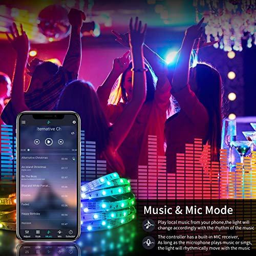 Bonve Pet 20M Tiras LED RGB 5050, Bluetooth Musical Tiras LED 24V 600 LEDs Tiras de Luces LED Iluminación, Control de APP y Remoto Control de 40 Teclas, 16 Millones de Colores, Modo de Horario