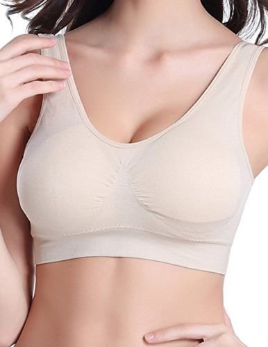 BOOLAVARD® 3-Piece Set confort Sport Bra: blanco, negro y color de la piel.