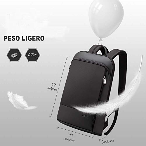 BOPAI Mochila Pase de Hombres y Mujeres Impermeable Mochila para Portátil Ligera Súper Delgada de 15 Pulgadas Hombres Mochila Antirrobo Ultraligera Mochila de Daypacks Negocios, Negro